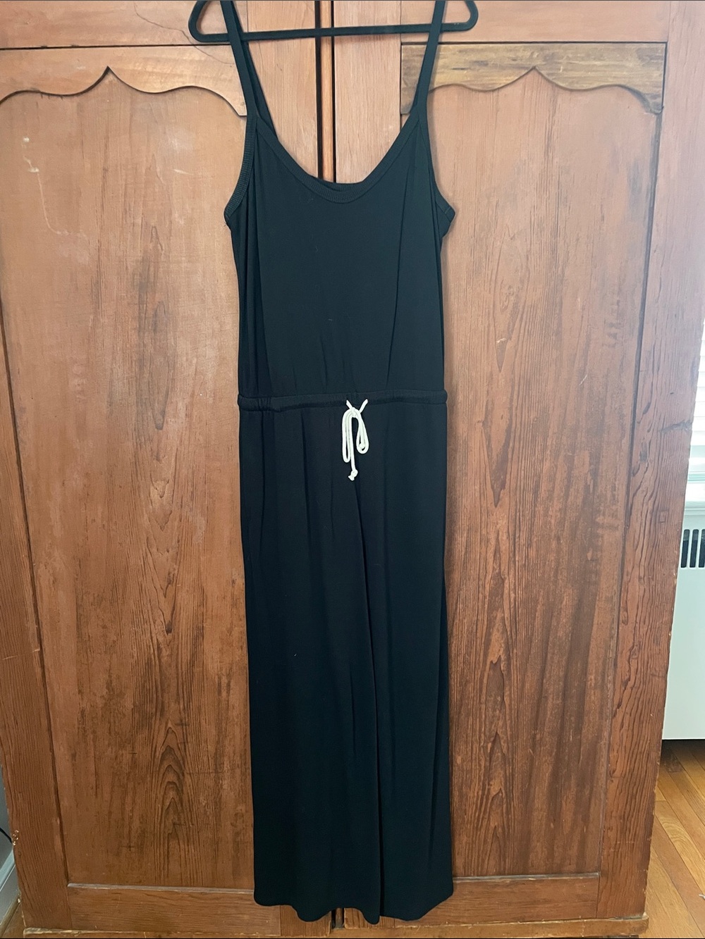 Universal Thread Black Crewneck Jumpsuit with adjustable tie waist